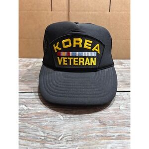 Vintage Nissun Cap Korea Veteran Mesh Trucker Hat Black Snapback Patch Hat